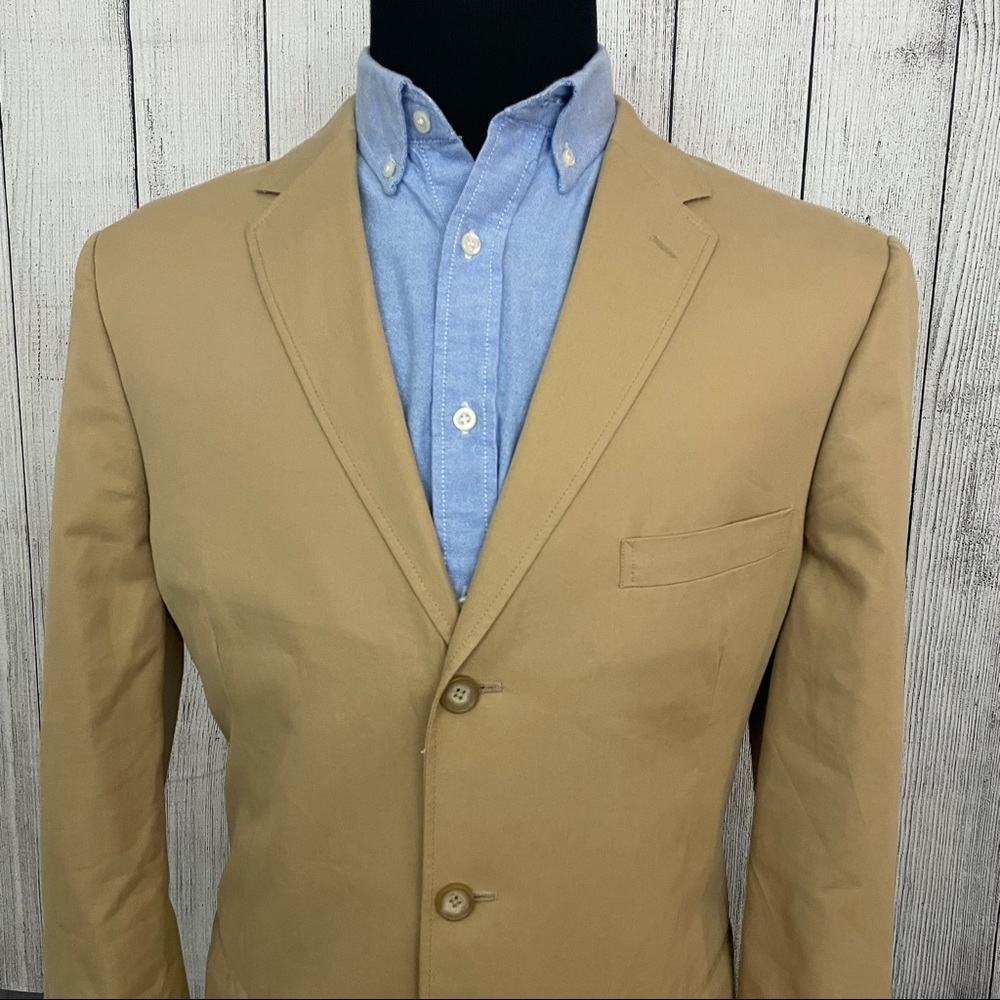 J. Crew 46R Tan Italian Cotton Fabric 3-Button Single-Vent Sports Coat